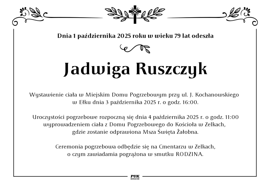 Jadwiga Ruszczyk - nekrolog